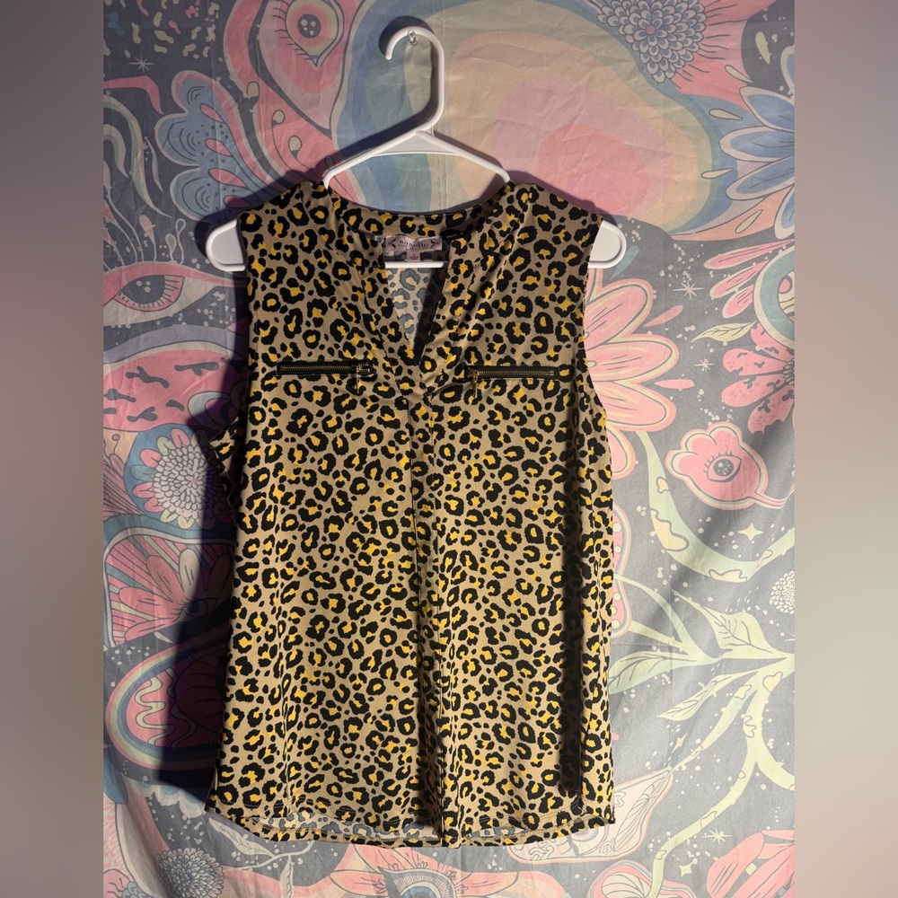 Nanette Lepore Animal Print Sleeveless Blouse